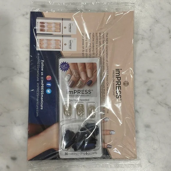 NEW imPRESS Press-On Manicure 30 Nails Including 6 Accents No Glue Needed - Picture 1 of 4